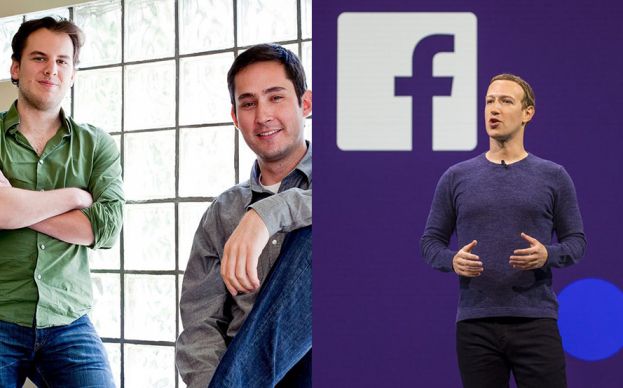 Los fundadores de Instagram y el fundador de Facebook